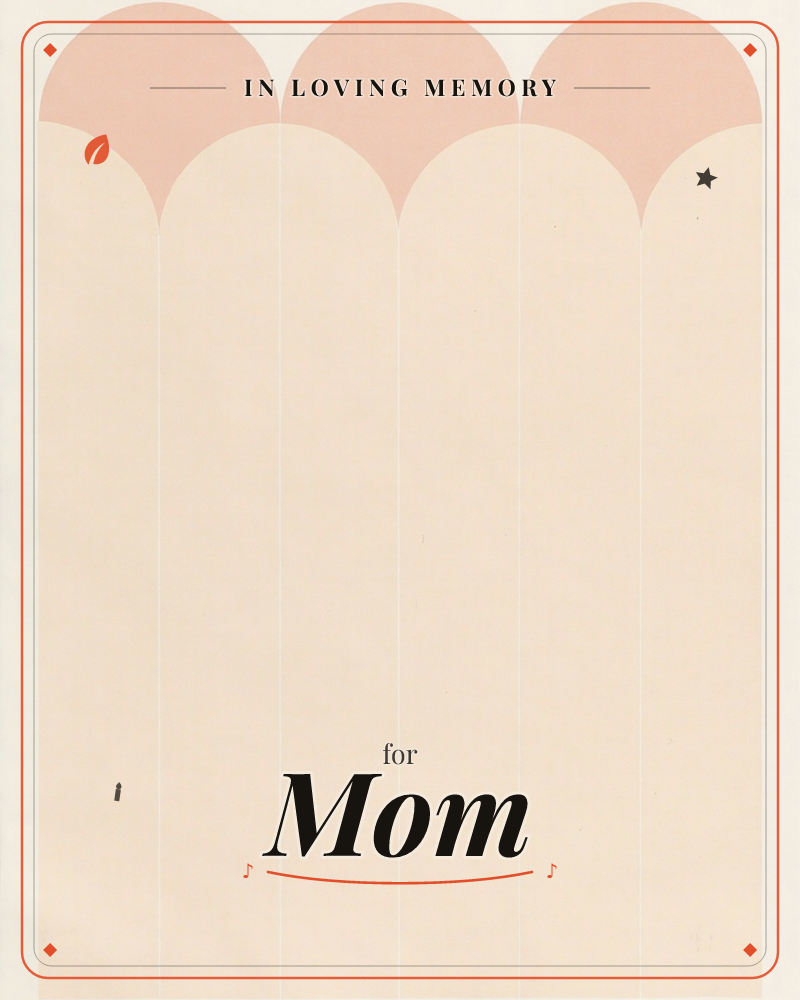 A minimalist arrangement of scalloped arches rises from the bottom of the card in soft cream, capped by rounded peaks of dusty pink, a memory e-card design