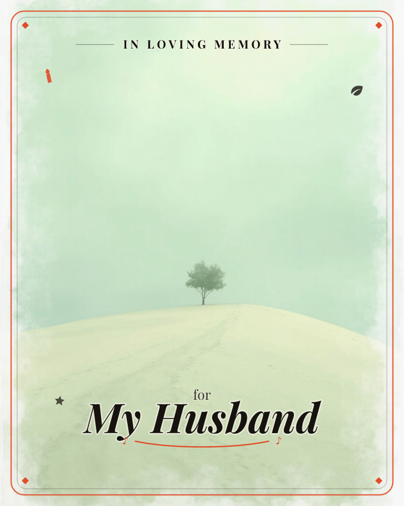 A single small tree stands alone on the crest of a pale, rounded hill, its faint path trailing off into mist, a memory e-card design