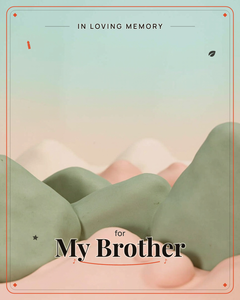 A row of soft, rounded hills rolls across the card in muted sage green, layered like folded fabric against a pale dawn sky, a memory e-card design