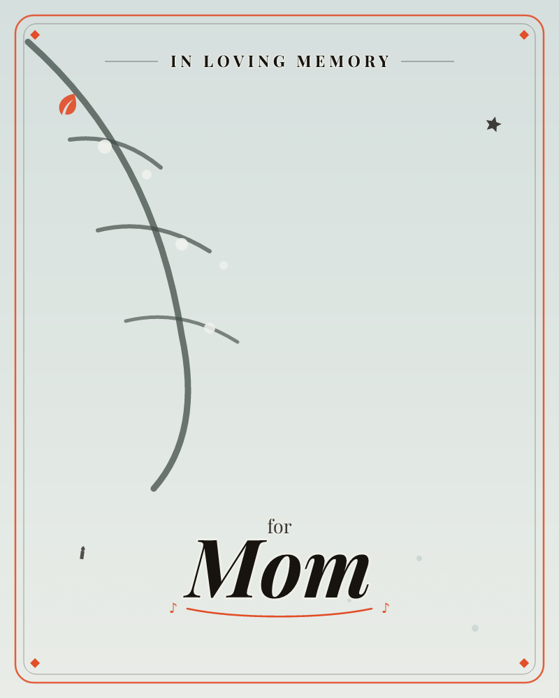 A minimalist sketch of a single bare stem curves gently up the left side of the card, crossed by three short branch-like strokes, a memory e-card design by @DittyCityTeam