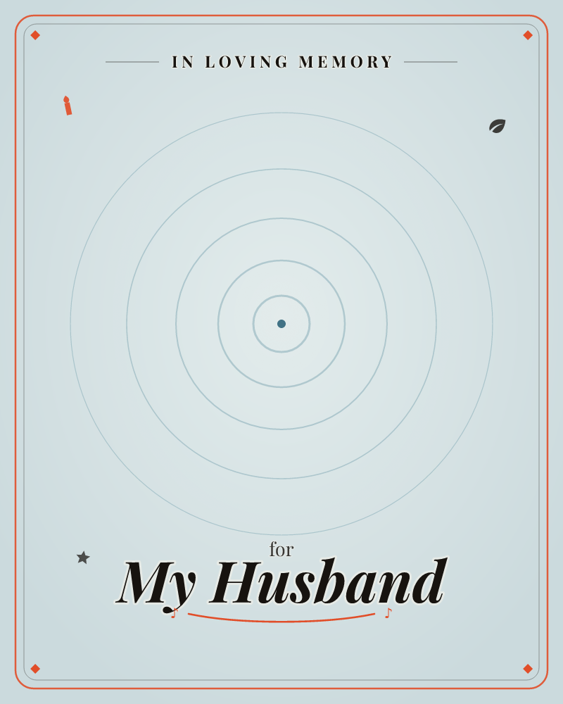A quiet field of pale grey-blue holds a single dark dot at its centre, from which six thin concentric rings ripple outward like a stone dropped into…, a memory e-card design by @DittyCityTeam
