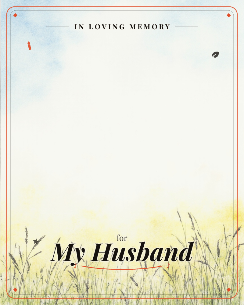 A pale, hazy sky fades from soft blue at the top into a warm cream and yellow glow near the horizon, suggesting early morning or late summer light, a memory e-card design