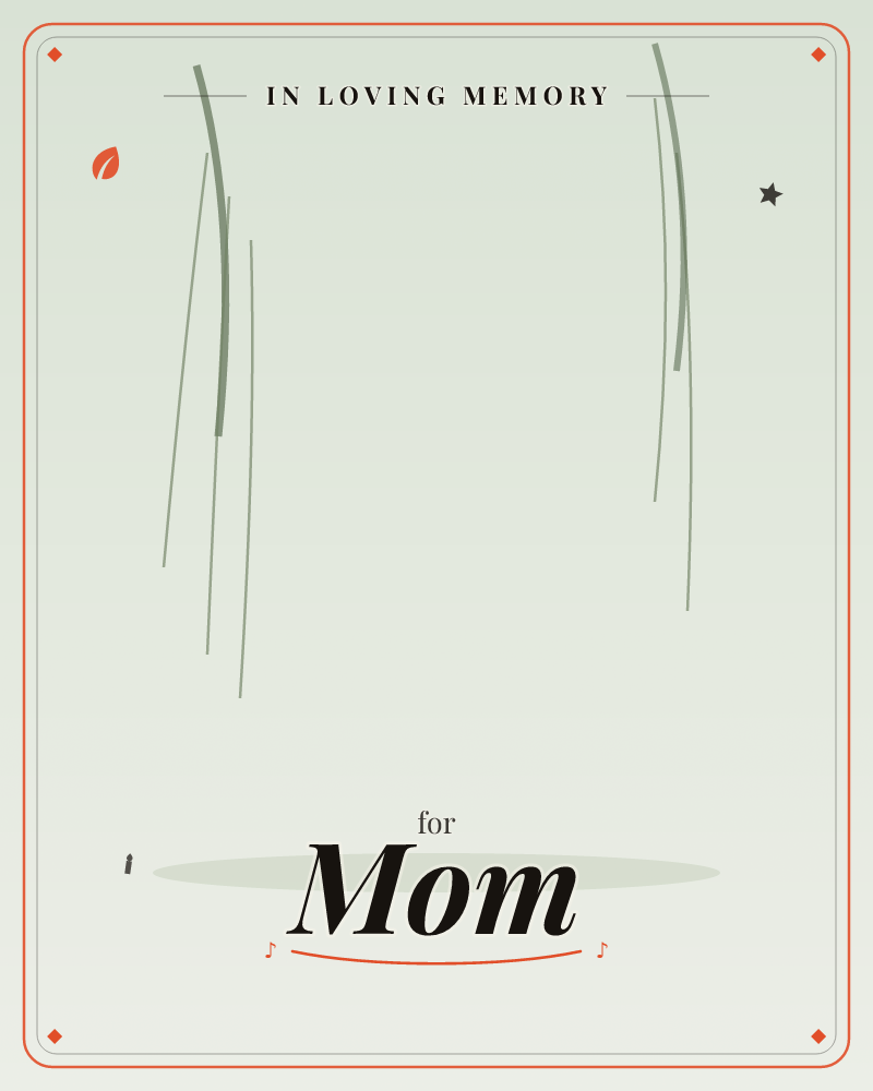 A minimal card showing a few slender blades of grass hanging down from the top of the frame against a soft, misty grey-green background, a memory e-card design by @DittyCityTeam