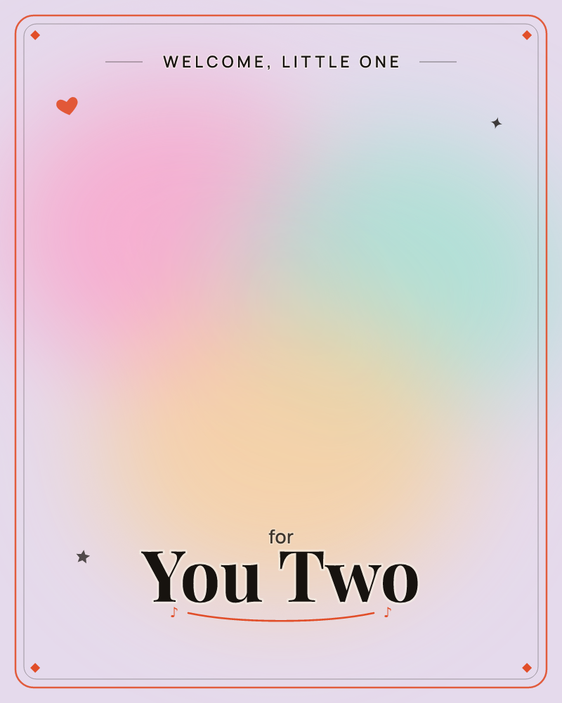 A soft field of blended colour fills the card, with a warm pink glow drifting into pale mint on one side and melting down into a hazy peach and gold below, a new baby e-card design by @DittyCityTeam