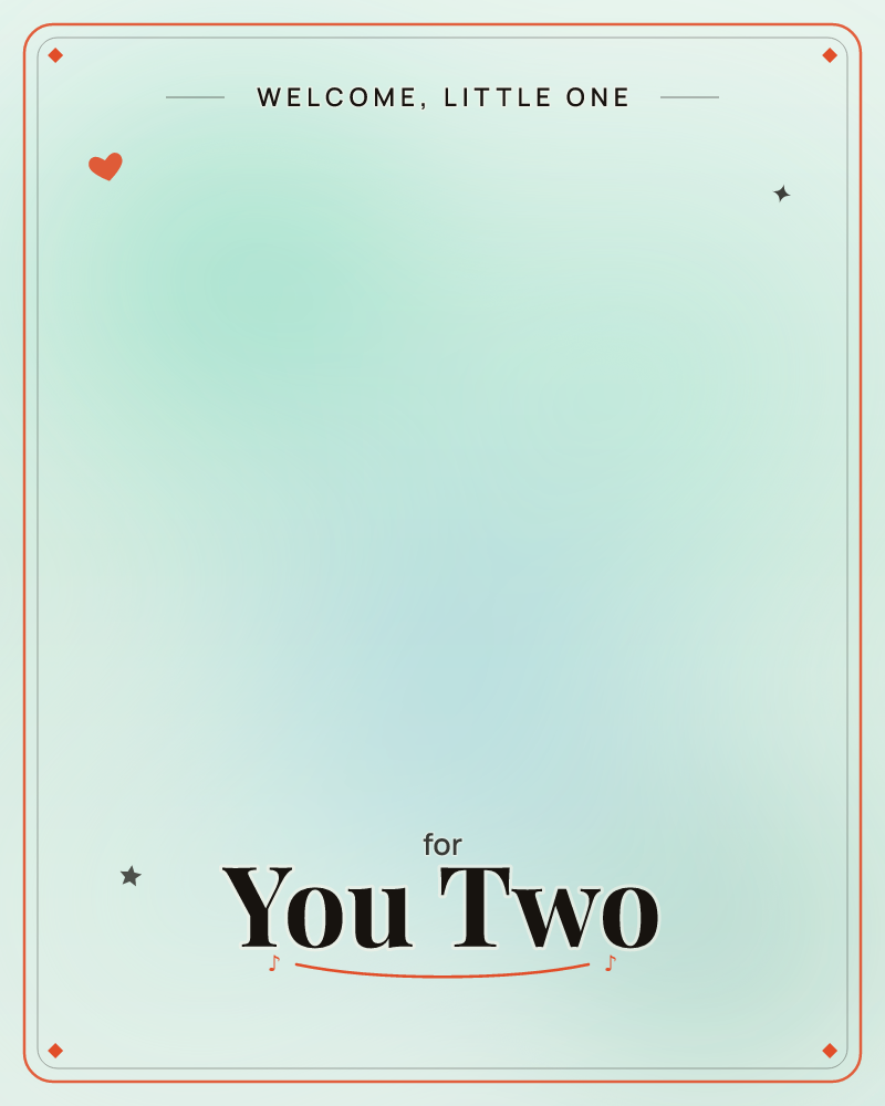 A soft wash of pale mint and powder blue melts into misty grey at the edges, like early morning light diffused through frosted glass, a new baby e-card design by @DittyCityTeam