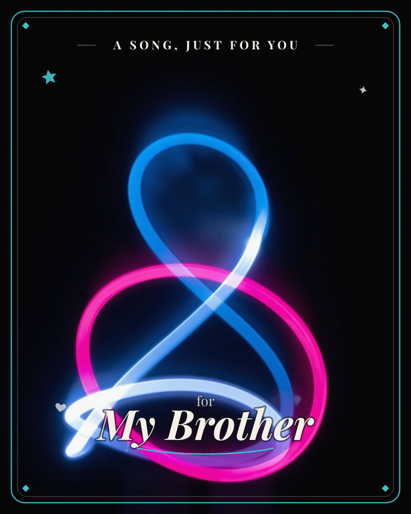 Against a deep black background, glowing neon-like ribbons of blue, pink, and white twist and loop into an ampersand-like tangle, as if captured from a…, a other e-card design