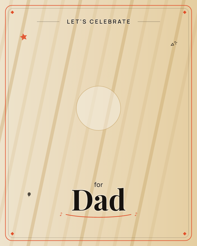 A minimal card in warm cream tones, crossed with soft diagonal stripes and a faint circular outline hovering at its centre like a distant sun, a party e-card design by @DittyCityTeam