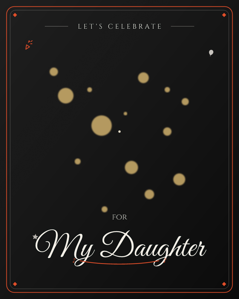 A deep charcoal-black background is scattered with soft gold circles of varying sizes, like scattered coins or distant stars catching lamplight, a party e-card design by @DittyCityTeam