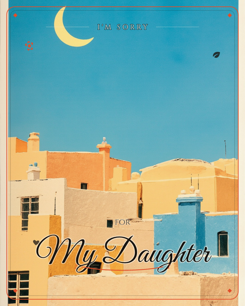 A cluster of sun-baked terracotta and cream buildings leans together beneath a wide blue sky, their flat rooftops and small square windows catching the…, a sorry e-card design