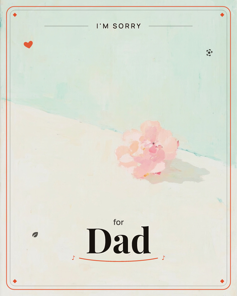 A single pink peony-like bloom sits alone on a pale, softly lit surface, casting a faint shadow, a sorry e-card design