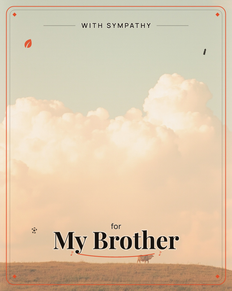 A wide, empty sky fills most of the card, banked with soft golden-white clouds that catch the low sun, a sympathy e-card design