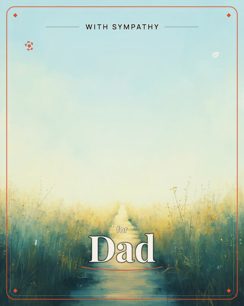 A pale, sunlit path stretches straight ahead through tall grasses and wildflowers, vanishing into a soft haze where sky and field seem to blend, a sympathy e-card design