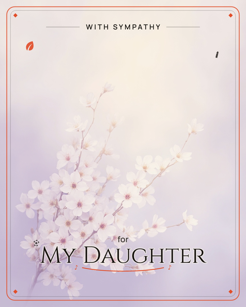 A single branch of cherry blossom stretches across a softly glowing background, its pale petals catching a warm central light that fades into shadow at…, a sympathy e-card design