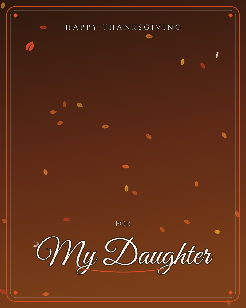 A deep rust-and-amber sky glows like embers at dusk, scattered with small drifting leaves in gold, orange, and red, a thanksgiving e-card design by @DittyCityTeam