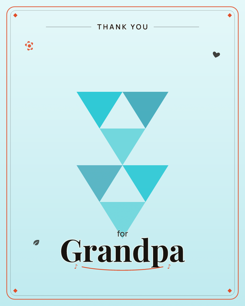 A stack of downward-pointing triangles in shades of turquoise and teal forms a simple geometric arrow shape, set against a pale aqua glow that fades to…, a thankyou e-card design by @DittyCityTeam