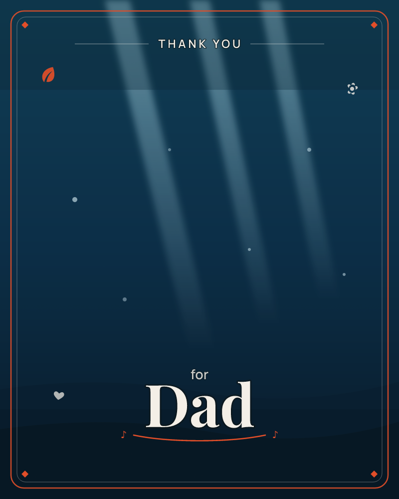 Three pale beams of light slant down through a deep teal-blue void, as if sunlight is filtering through water or a darkened window, a thankyou e-card design by @DittyCityTeam