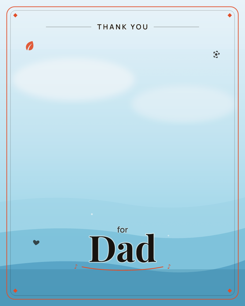 A minimal landscape rendered in soft layered gradients of blue, with two hazy oval clouds drifting above rolling hills that fade into deeper shadowed…, a thankyou e-card design by @DittyCityTeam