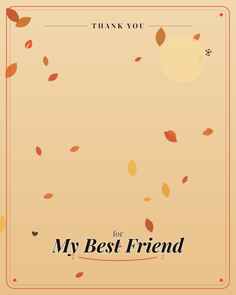Amber leaves drift beneath a hazy autumn sun, quiet and golden as the day lets go, a thankyou e-card design by @DittyCityTeam