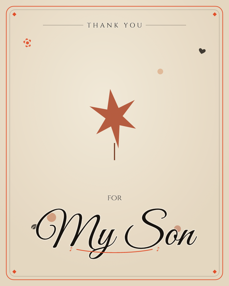 A single rust-orange six-pointed star hovers on a soft cream vignette, trailing a thin dark stem like a lit sparkler, a thankyou e-card design by @DittyCityTeam