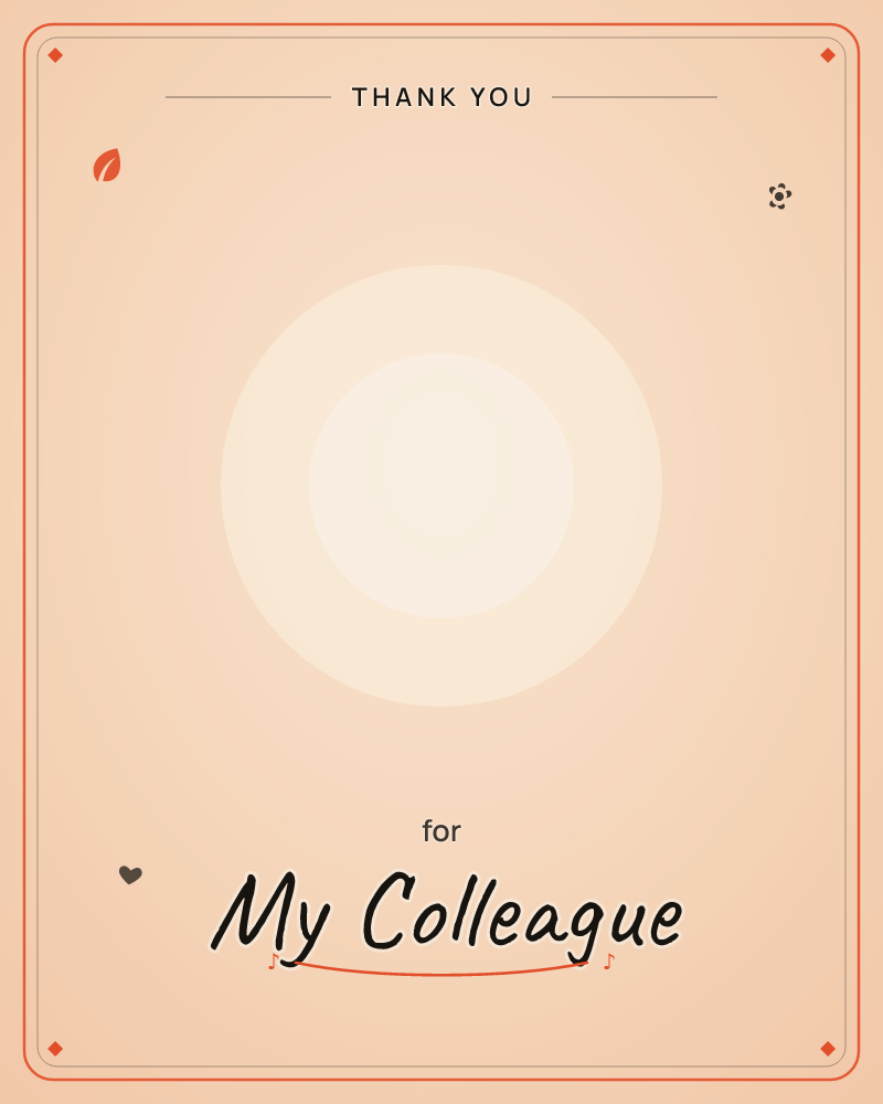 A soft glowing circle sits at the centre of a warm blush-toned background, radiating gentle rings of light like a sun rising through haze, a thankyou e-card design by @DittyCityTeam