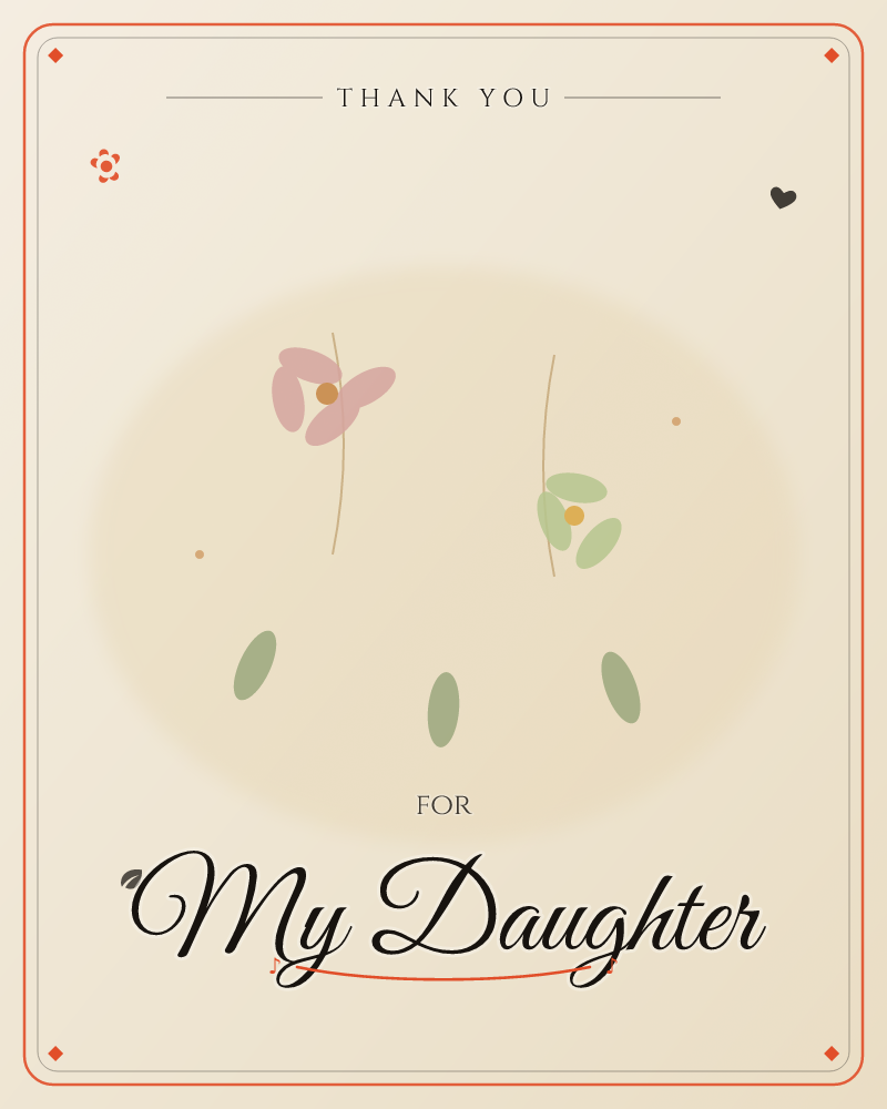A soft cream vignette holds two simple stemmed blooms rendered as loose petal shapes, one dusty pink and one sage green, each centred with a small…, a thankyou e-card design by @DittyCityTeam