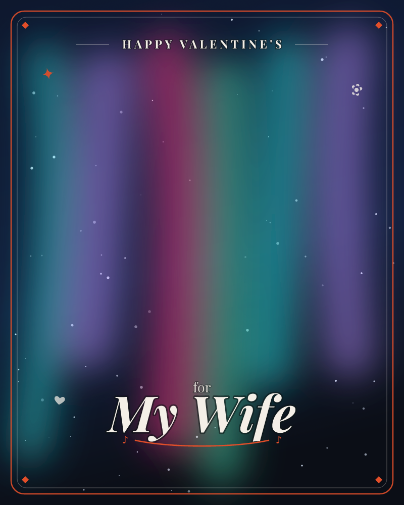 A night sky glows with soft vertical bands of aurora light, magenta bleeding into teal and violet against near-black darkness, a valentine e-card design by @DittyCityTeam