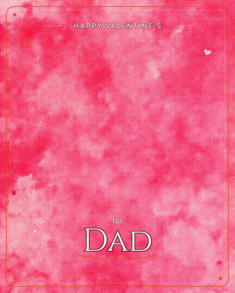 An abstract wash of pink watercolour spreads across the whole card, with deeper rose blooms melting into pale blush patches, a valentine e-card design