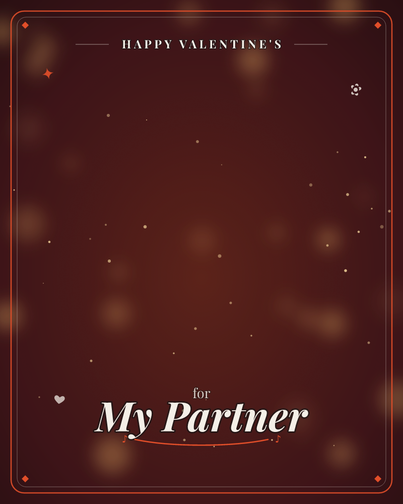 A deep wine-red background glows with soft, out-of-focus golden orbs and scattered pinpricks of light, like candlelight caught through a dark window or…, a valentine e-card design by @DittyCityTeam