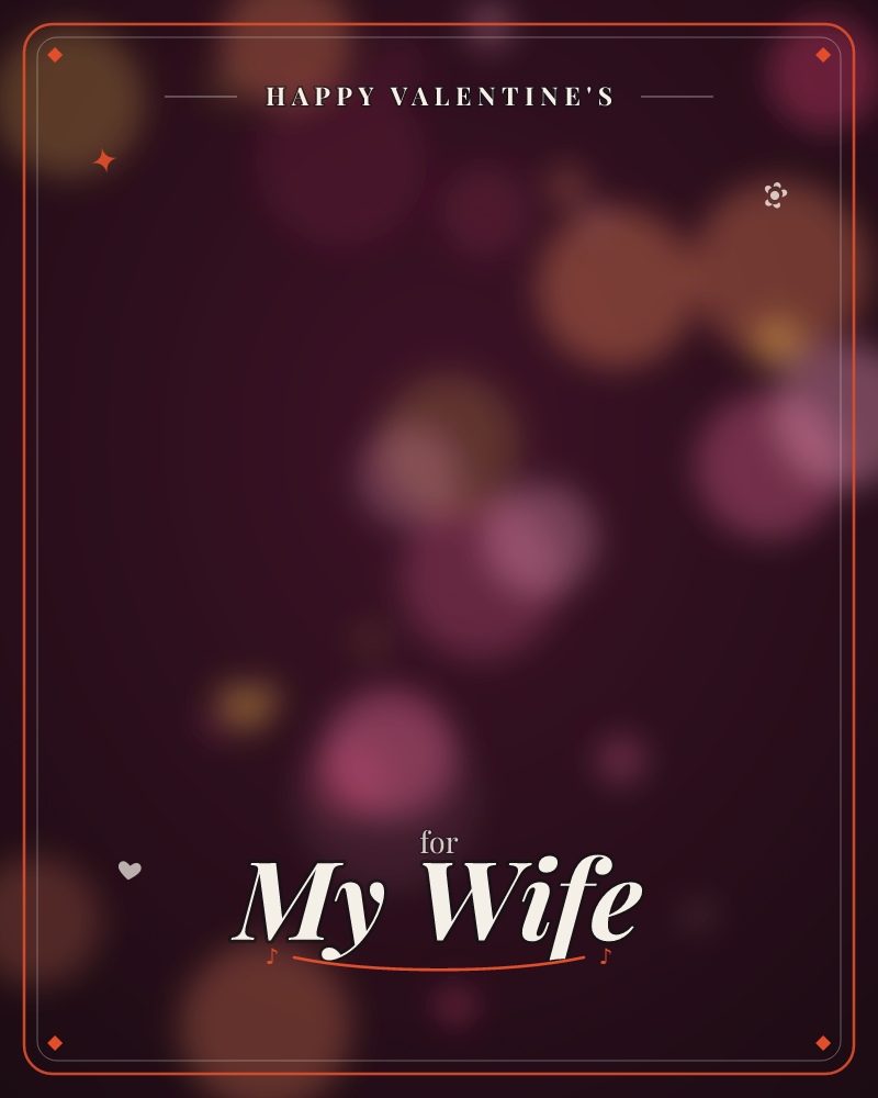 A deep wine-red background glows with soft overlapping circles of light in pink, orange and amber, like out-of-focus fairy lights caught at night, a valentine e-card design by @DittyCityTeam