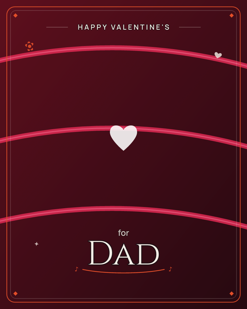 A deep wine-red background glows softly at its center, crossed by three curved neon-pink lines that arc gently from edge to edge, a valentine e-card design by @DittyCityTeam