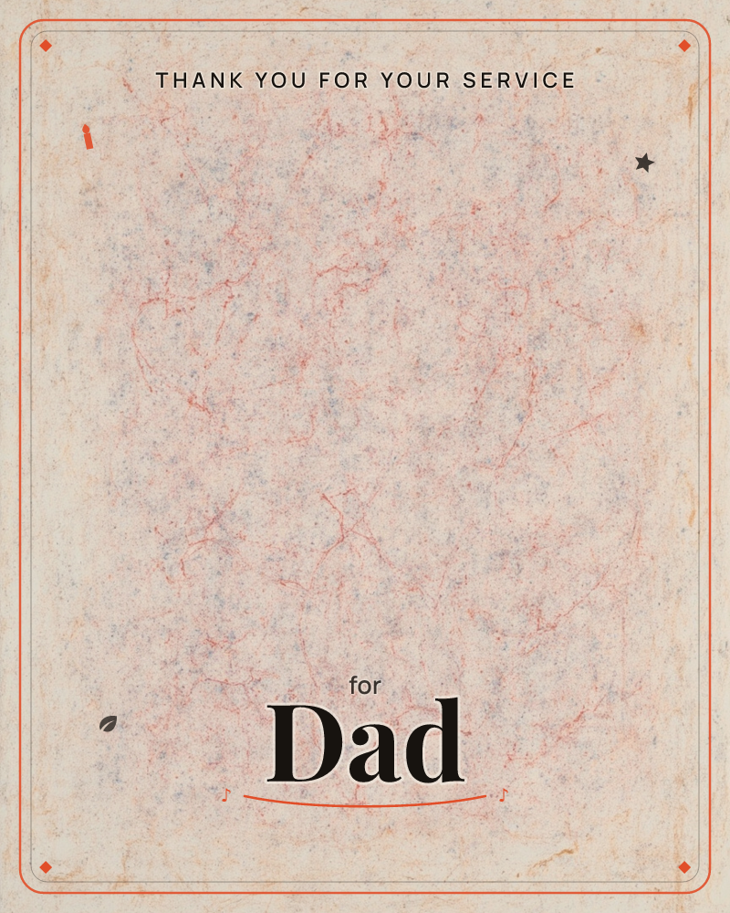 An abstract textured card centred on a pale, mottled surface scattered with fine speckles and a web of thin red thread-like lines, like cracked veins…, a veterans day e-card design