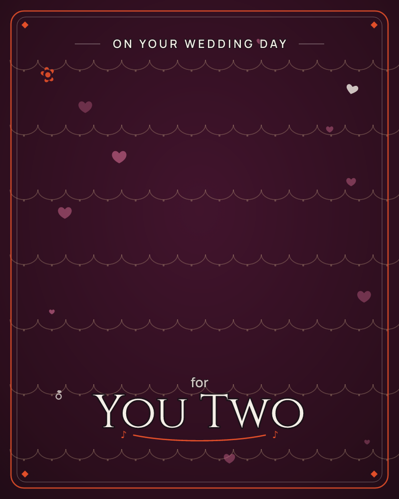 A deep wine-and-plum background is layered with rows of delicate scalloped lace trim, each edge stitched with tiny dashed threads, a wedding e-card design by @DittyCityTeam