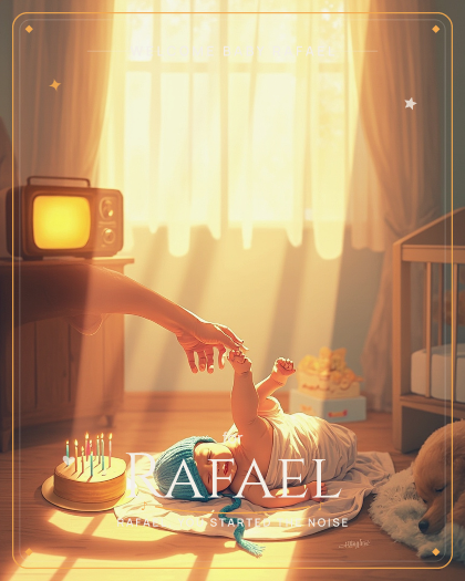 Personalized new baby song for Rafael, bouncy playful kids singalong with ukulele style