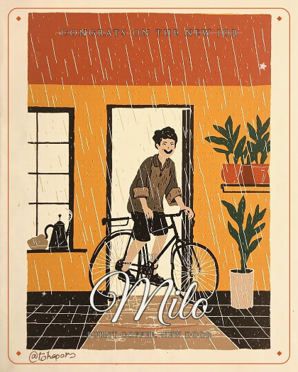 Personalized new job song for Milo, gentle ambient with soft synth pads style