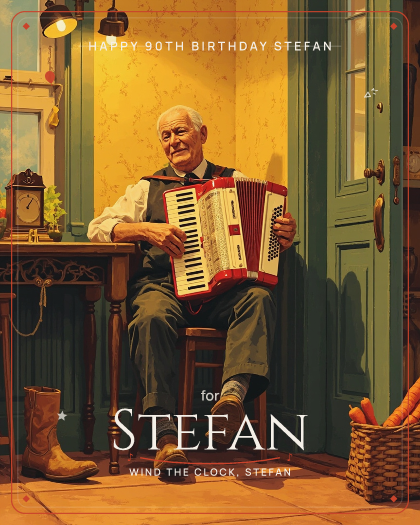Personalized birthday song for Stefan, lively polka with bouncy accordion style