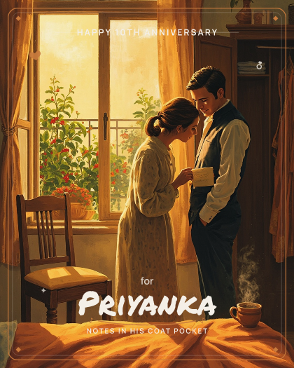Personalized anniversary song for Priyanka, warm acoustic folk country style