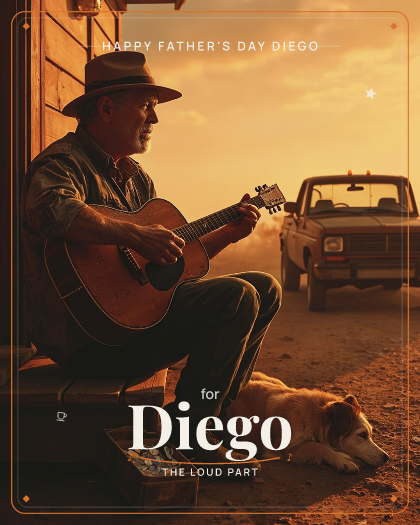 Personalized fathersday song for Diego, Anthemic indie rock with driving electric guitars style