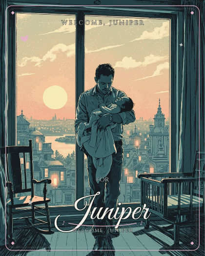 Personalized new baby song for Juniper, soft acoustic lullaby with gentle piano style