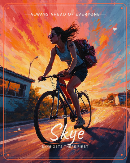 Personalized just because song for Skye, fast drum and bass style