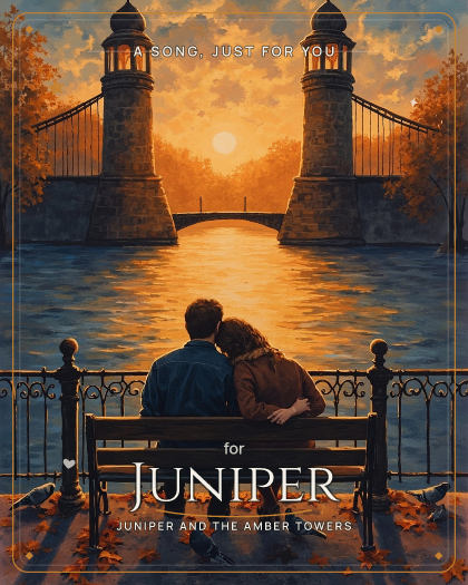 Personalized just because song for Juniper, Warm modern country with gentle acoustic guitar style