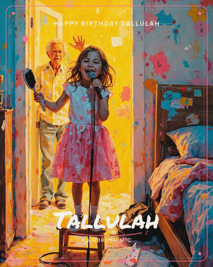 Personalized birthday song for Tallulah, bright feel-good pop style