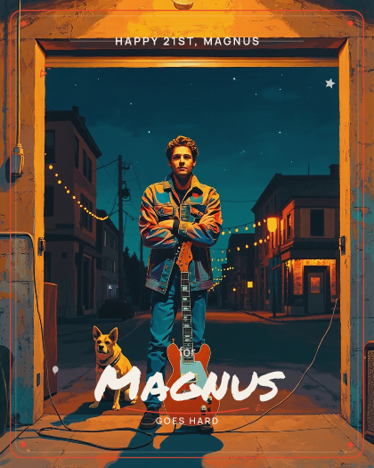 Personalized birthday song for Magnus, anthemic heavy metal with driving guitars style