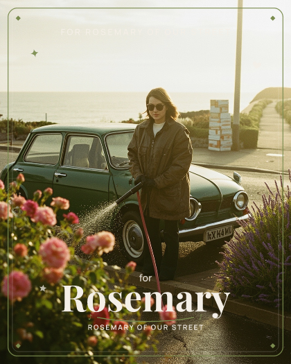 Personalized just because song for Rosemary, folk rock with warm acoustic and electric guitars style