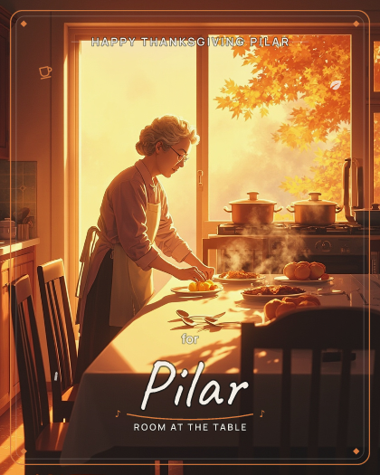 Personalized thanksgiving song for Pilar, Heartfelt modern country with warm acoustic guitar style