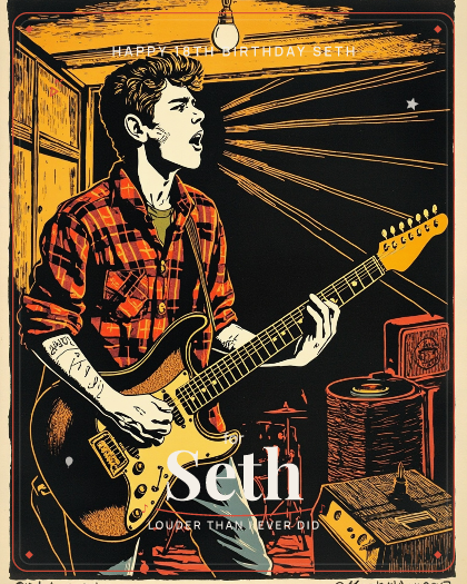 Personalized birthday song for Seth, 90s grunge rock style