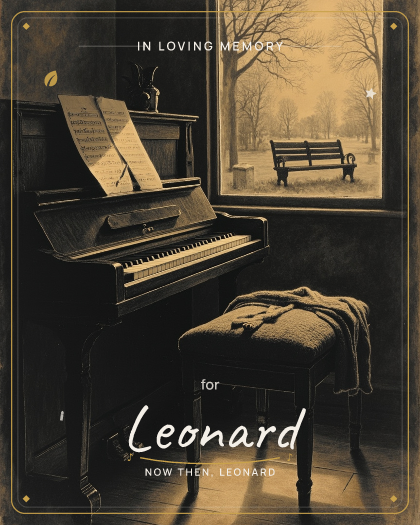 Personalized memory song for Leonard, intimate piano ballad style