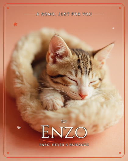 Personalized just because song for Enzo, fast drum and bass with rolling breakbeats style
