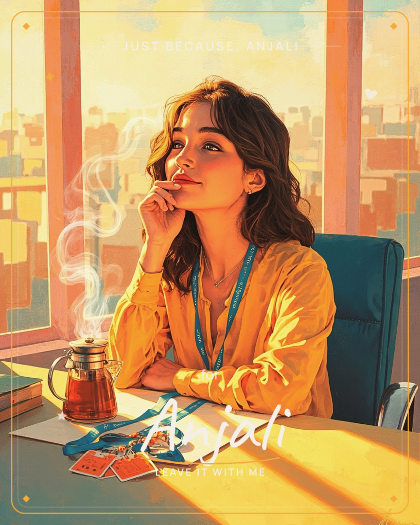 Personalized just because song for Anjali, bright feel-good pop style