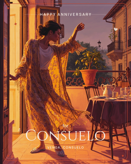 Personalized anniversary song for Consuelo, Passionate flamenco with fiery nylon-string guitar style