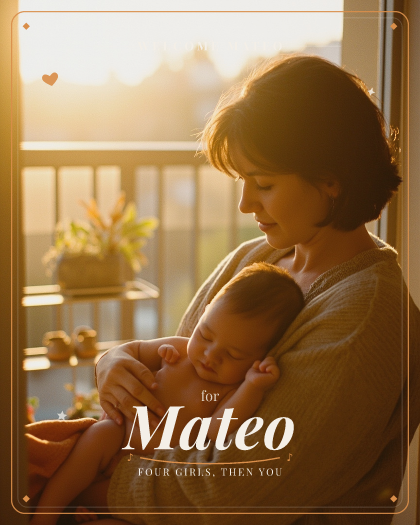 Personalized new baby song for Mateo, smooth bossa nova with gentle nylon guitar style